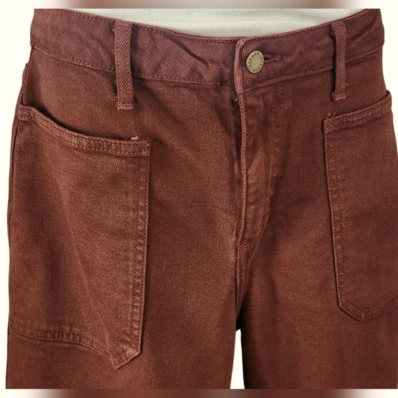 JUSTUSA~Maroon Wide Leg Denim Jeans~Raw Hem~size 10 - Picture 3 of 11